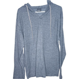 Jake Aurita Thermal Knit Gray Striped Long Sleeve V Neck Top Men's Size Large